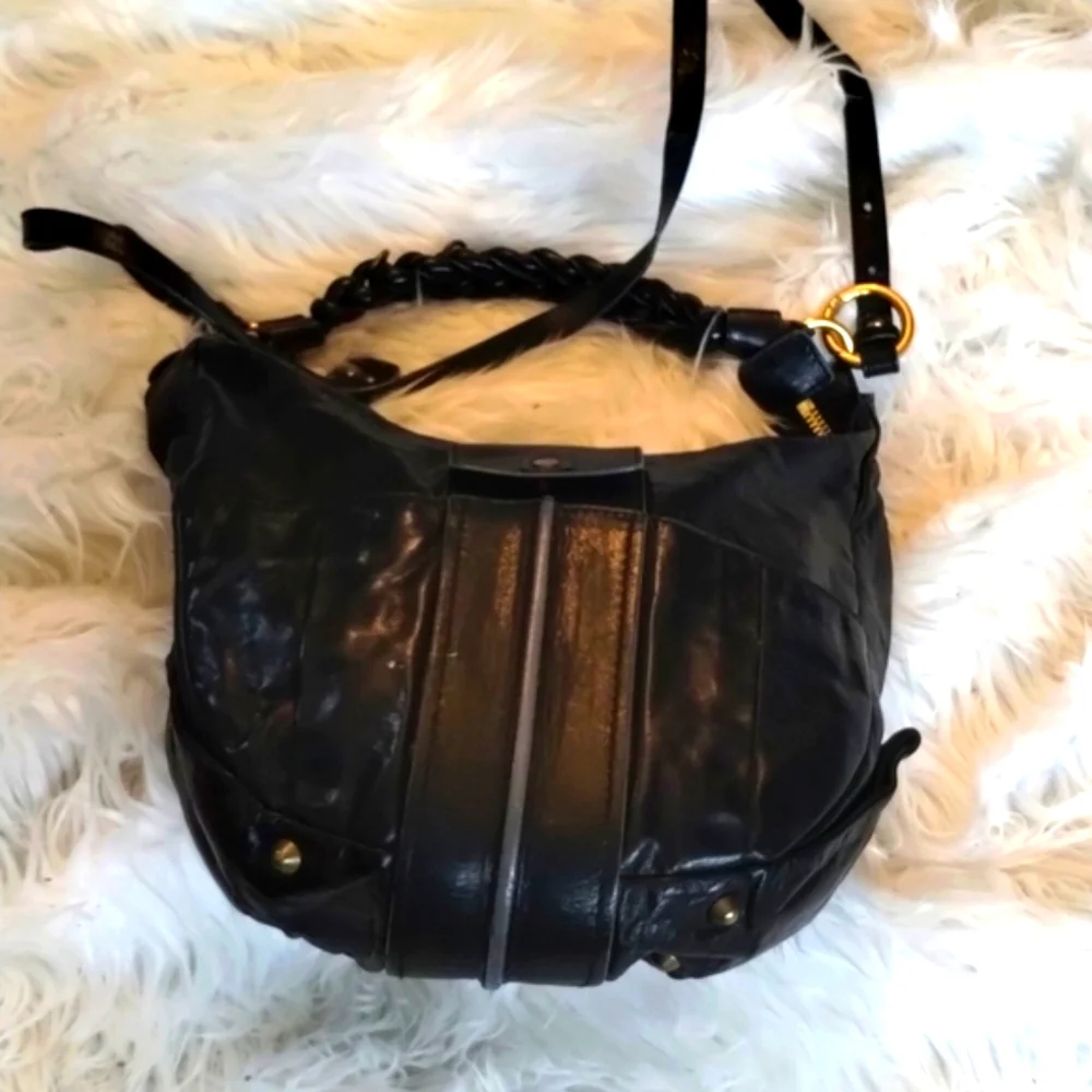 CHLOE Black Leather Braided Strap Heloise Hobo Bag Purse - Picture 3 of 13